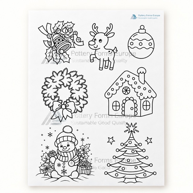 Siebdruckschablone - Sieben Weihnachts Motive - XL 21x30cm
