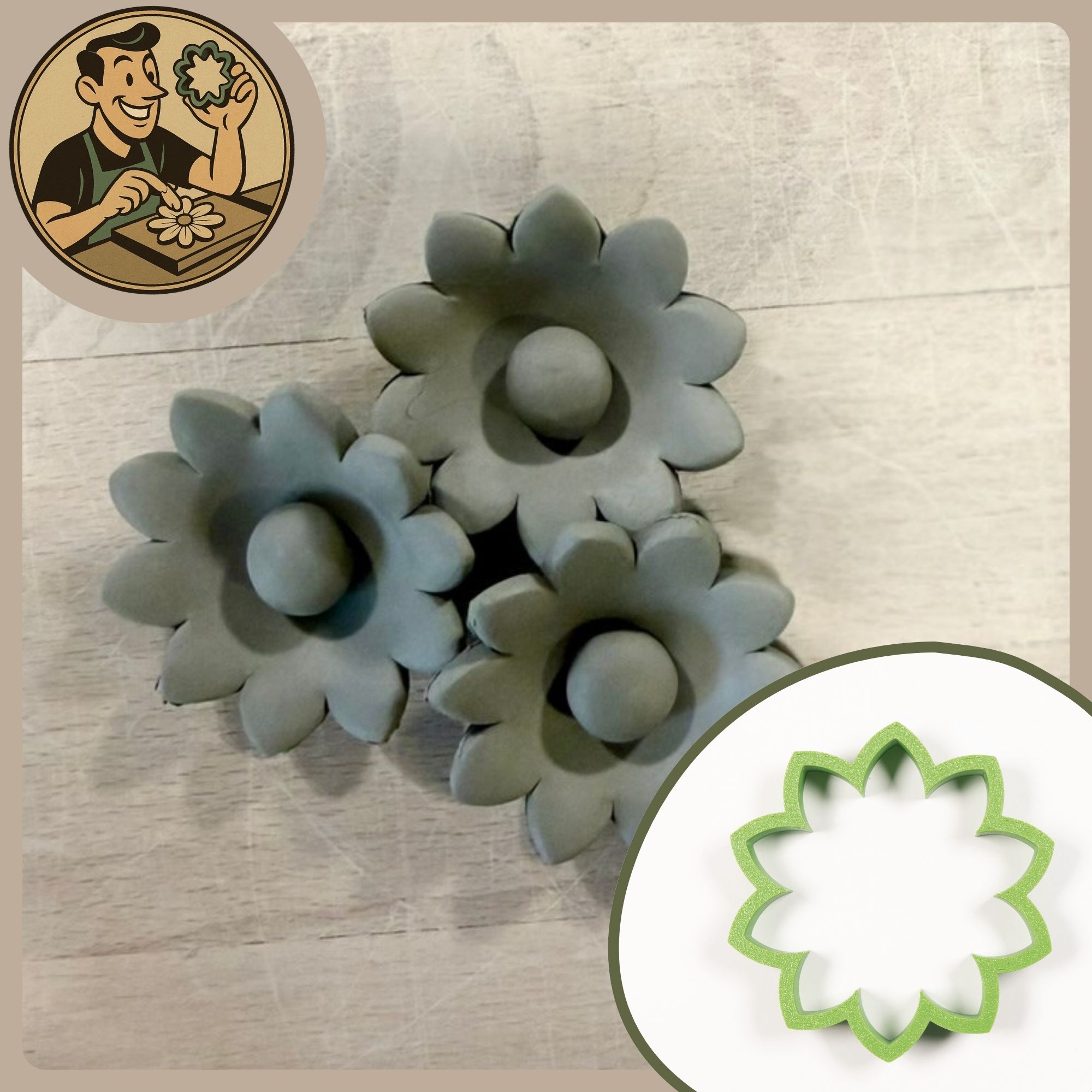 Töpferhelfer Ausstecher Blume 10-blättrig - Größe M | 11cm