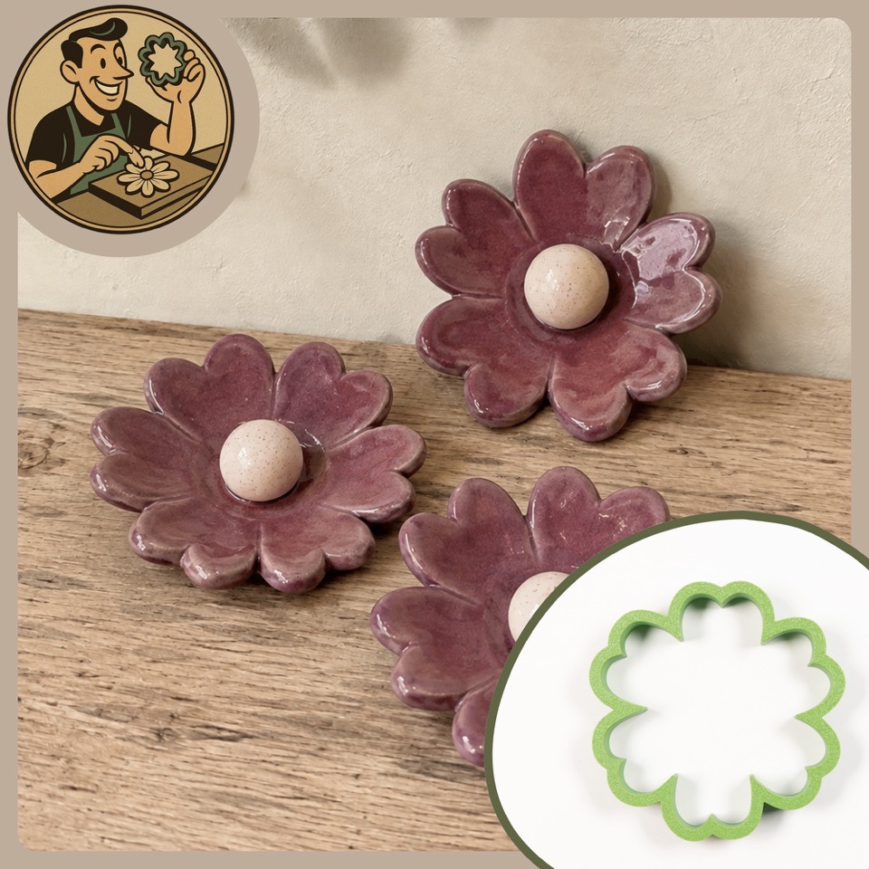 Töpferhelfer Ausstecher Blume Herzblatt - Größe M | 11cm