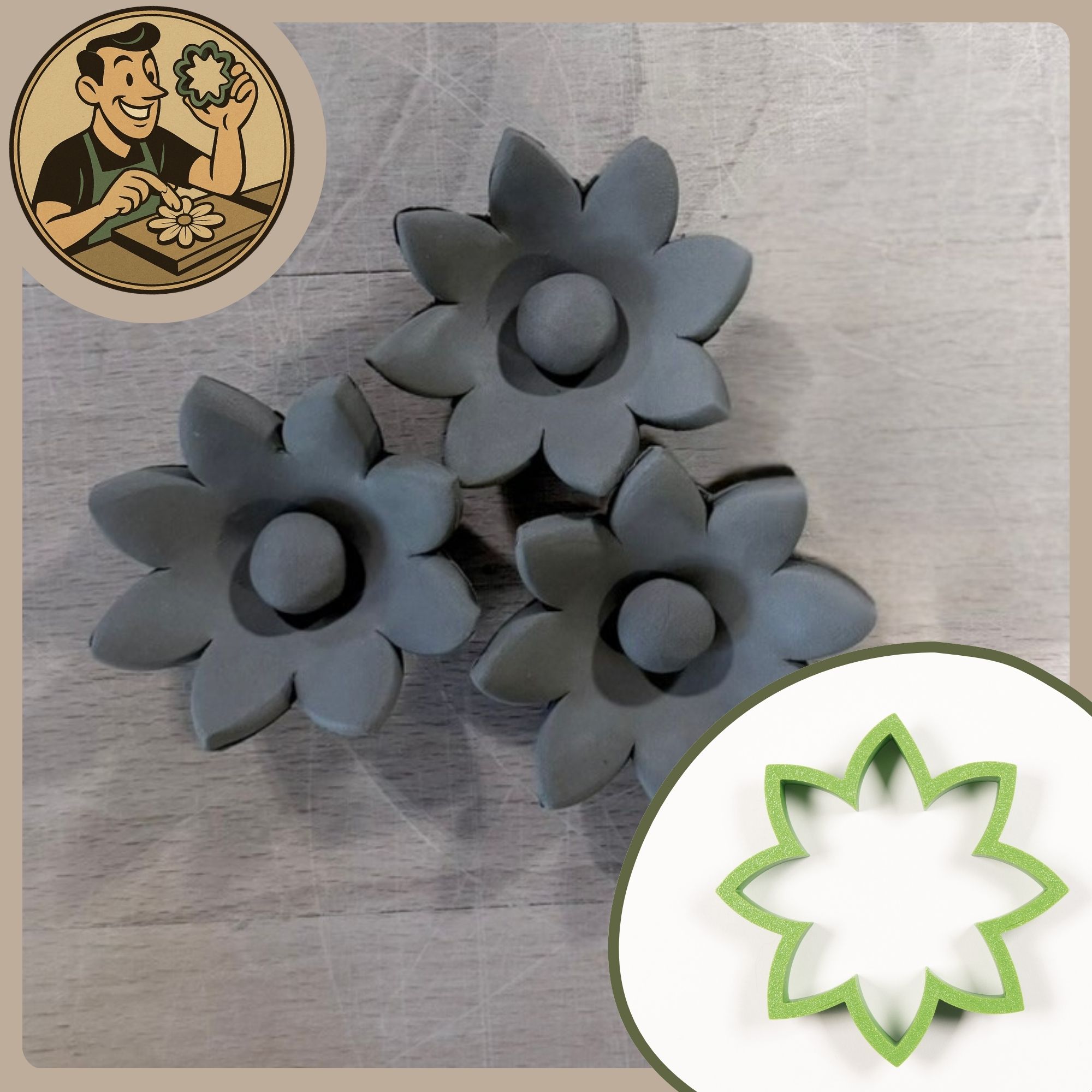 Töpferhelfer Ausstecher Blume 8-blättrig - Größe M | 11cm