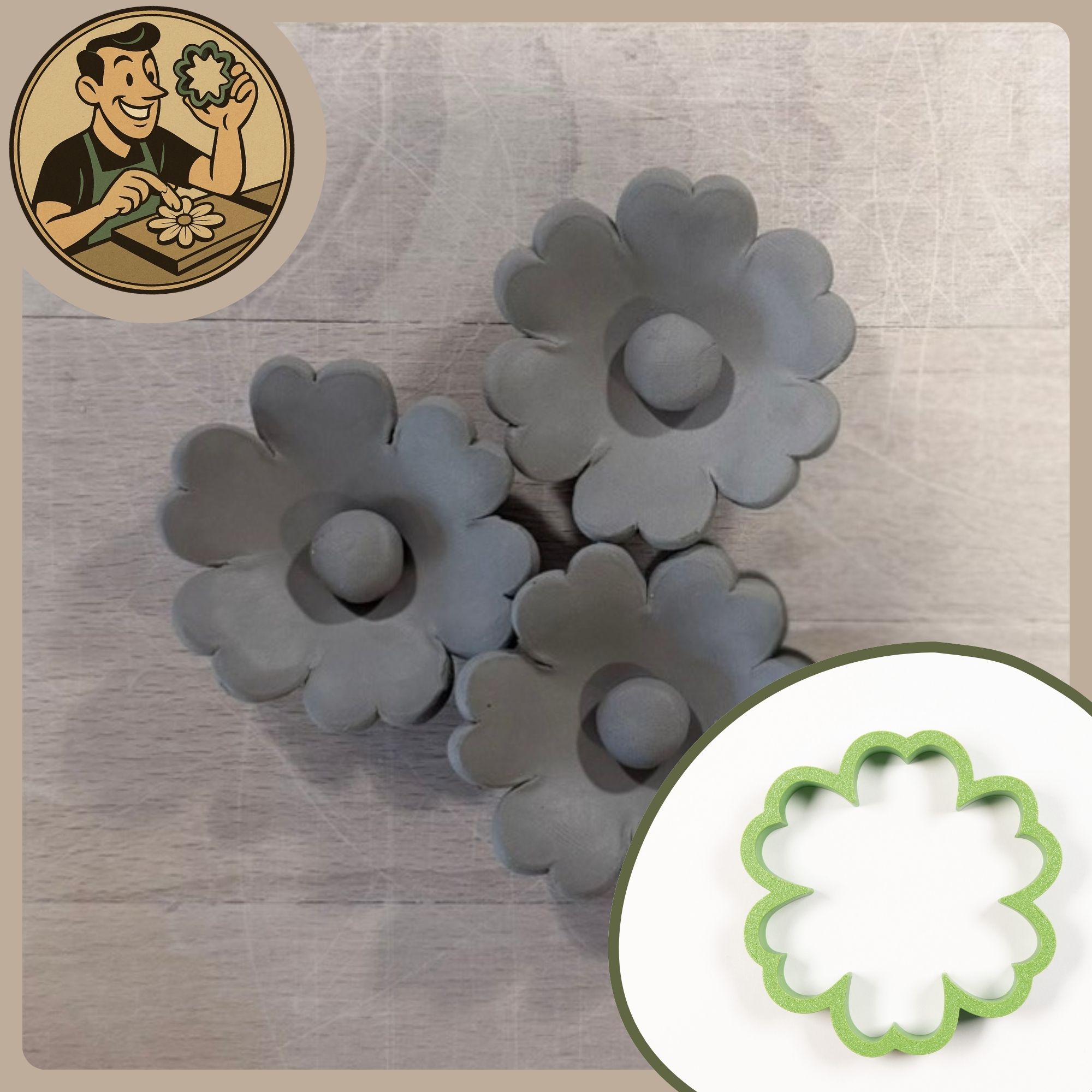 Töpferhelfer Ausstecher Blume Herzblatt - Größe M | 11cm